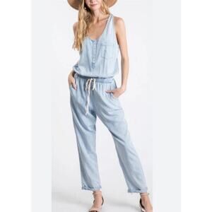 LoveStitch Chambray Blue Jumpsuit Sleeveless Racerback Size Small NWT